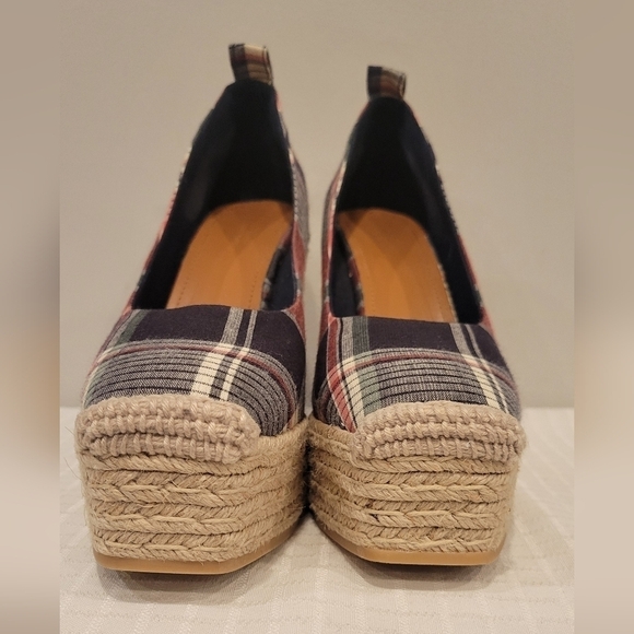 NEW Polo Ralph Lauren  Madras Print Slip On Wedge Espadrille Square Toe  SZ-8 - Picture 3 of 10